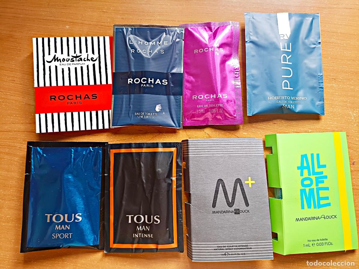 Miniaturas de perfumes antiguos: Lote muestras perfumes hombre Rochas, Tous, Mandarina Duck, Verino