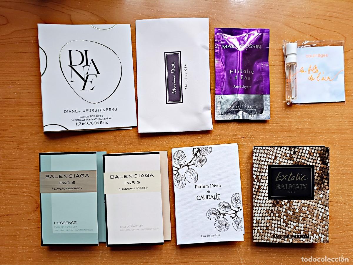 Miniaturas de perfumes antiguos: Lote muestras perfumes mujer Balenciaga - Balmain - Courreges - Diane von Furstenberg
