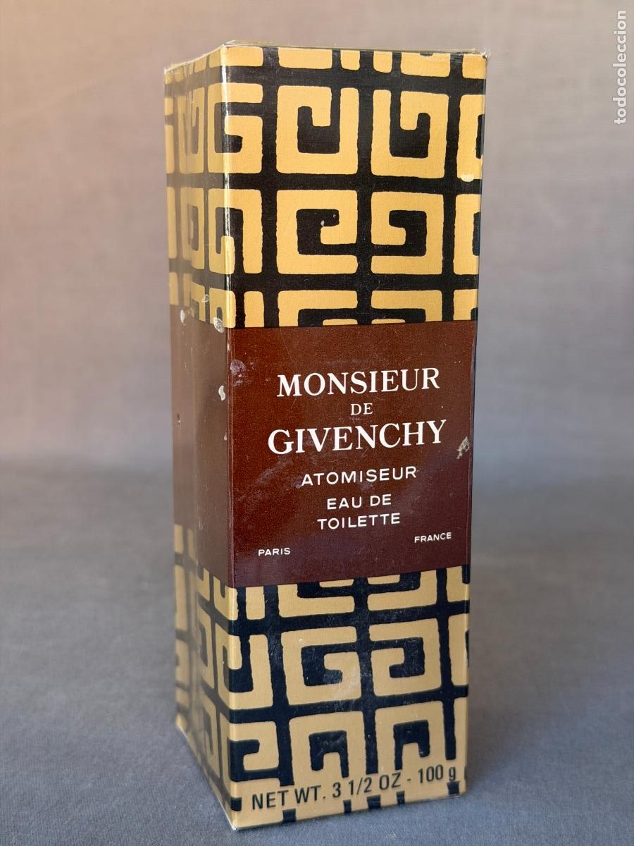 Miniaturas de perfumes antiguos: Vintage Monsieur de Givenchy , atomiseur eau , 100g, nuevo sellado , 1980s.