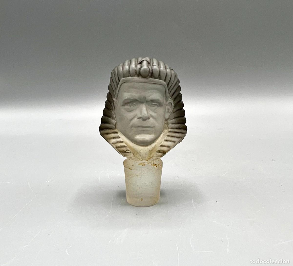 Miniaturas de perfumes antiguos: BICHARA Baccarat TAP&Oacute;N Perfume Ambre d'Abyssinie Yavahna Mounira Esfinge Fara&oacute;n Antiguo Cristal azul