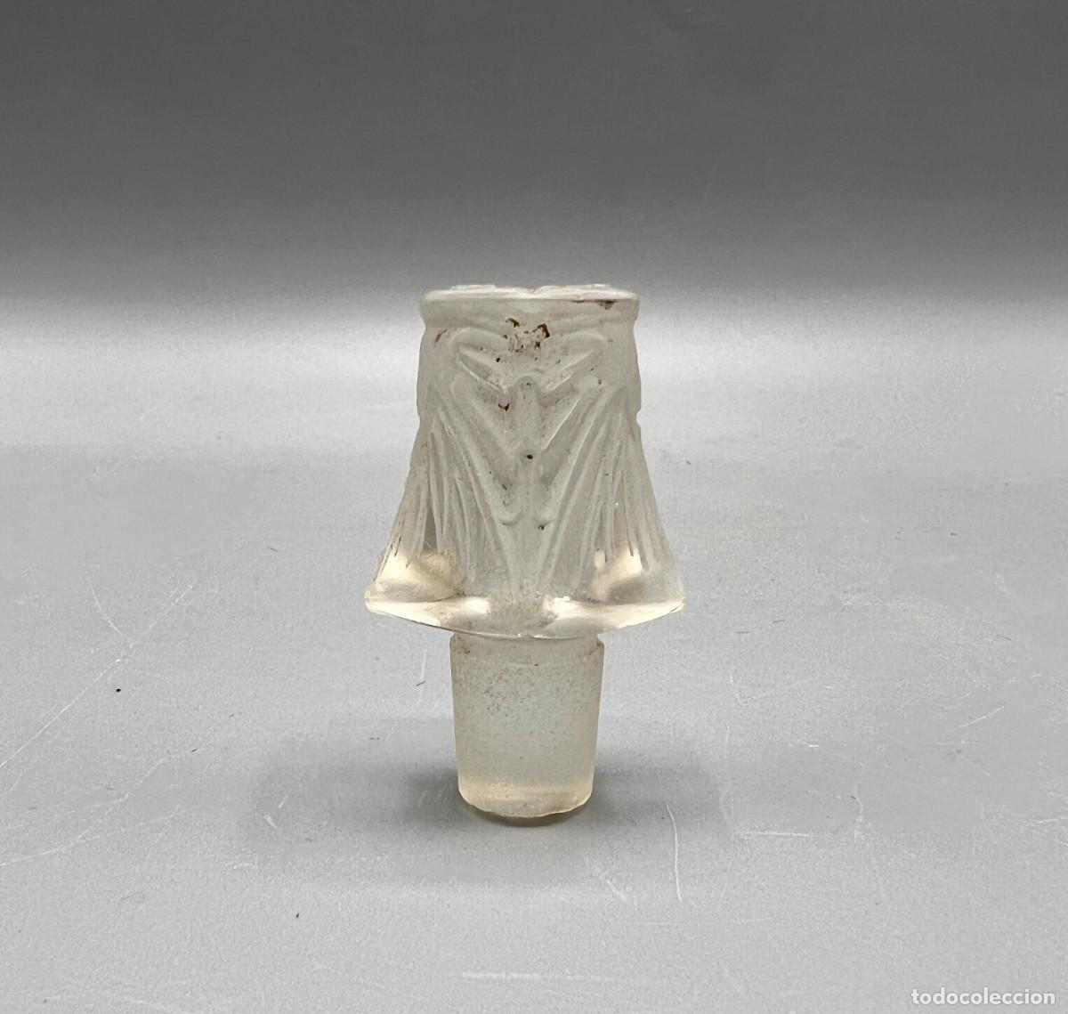 Miniaturas de perfumes antiguos: TAP&Oacute;N Perfume L'EFFLEURT COTY Rene Lalique Art Deco Bouchon Flacon Antiguo Cristal Colonia Frasco