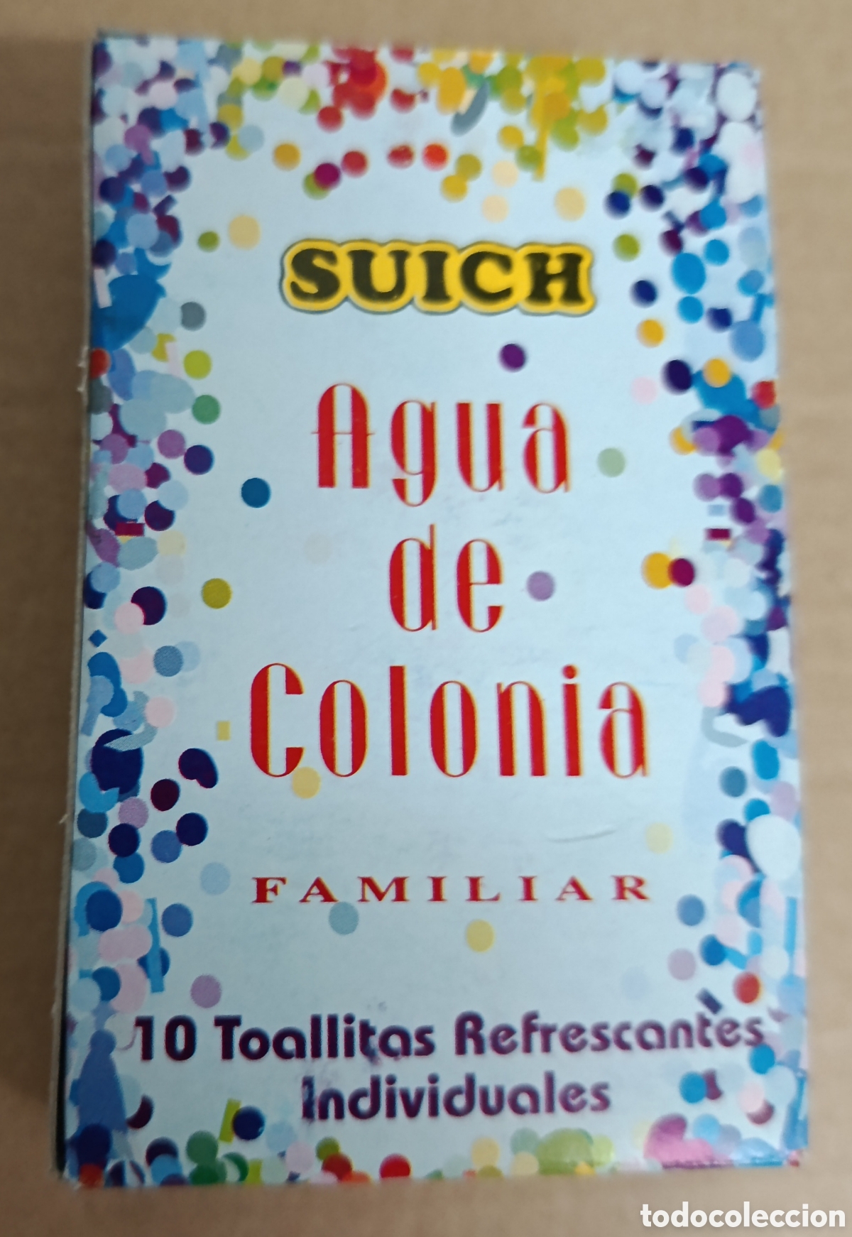 Miniaturas de perfumes antiguos: Caja con 10 sobres Toallitas refrescantes Suich Agua de colonia