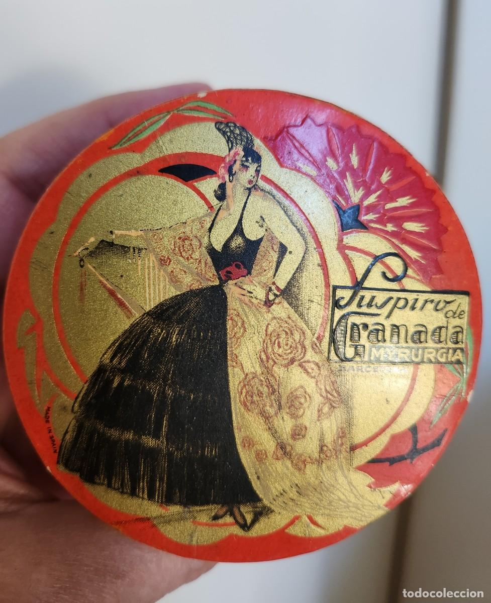 Miniaturas de perfumes antiguos: MYRURGIA, &rdquo; SUSPIRO DE GRANADA &rdquo;, 1922, ANTIGUA CAJA DE POLVOS