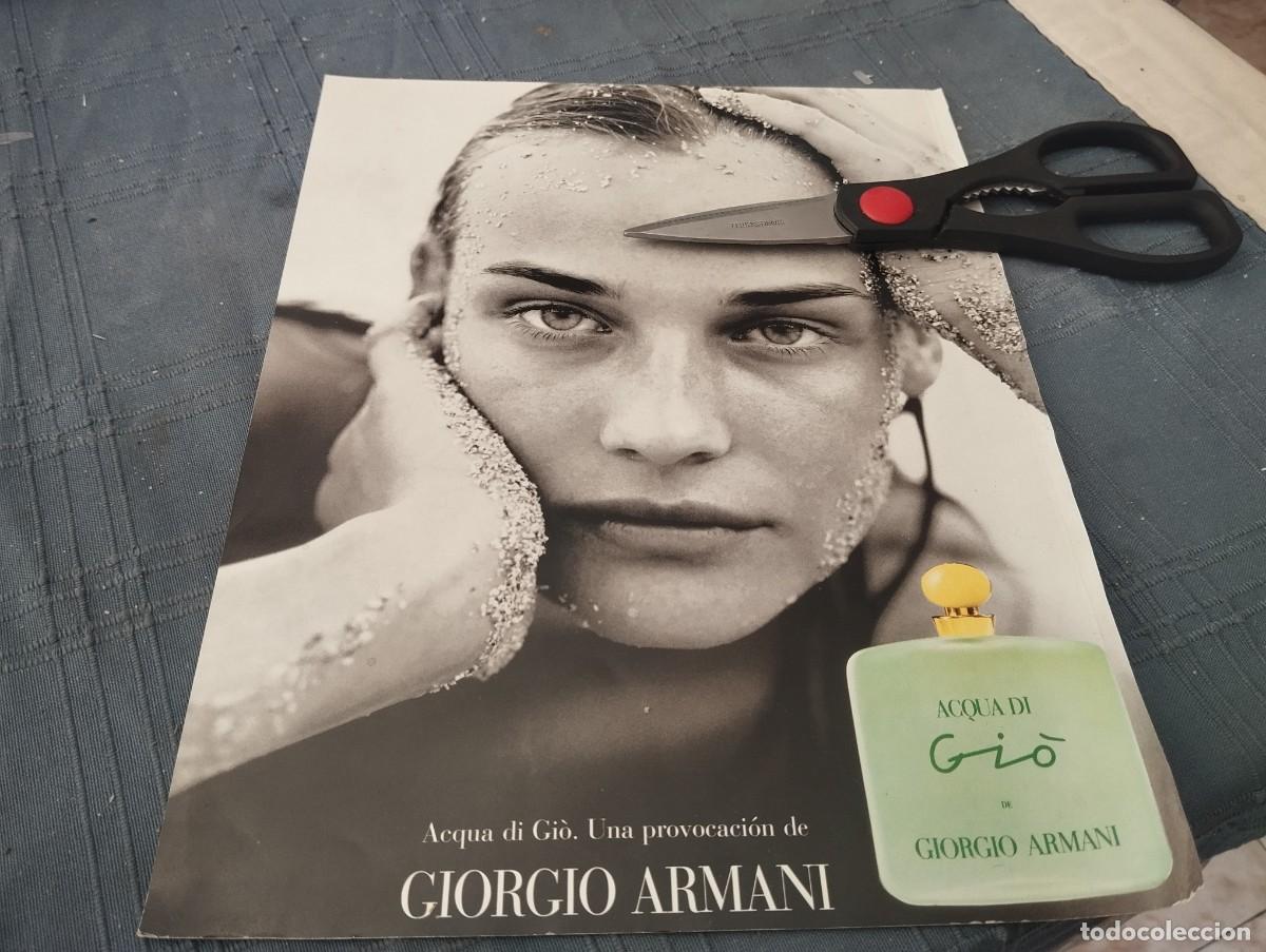 Miniaturas de perfumes antiguos: AQUA DE GIO DE GIORGIO ARMANI PERFUME COLONIA MUJER ANUNCIO PUBLICADO REVISTA 1996