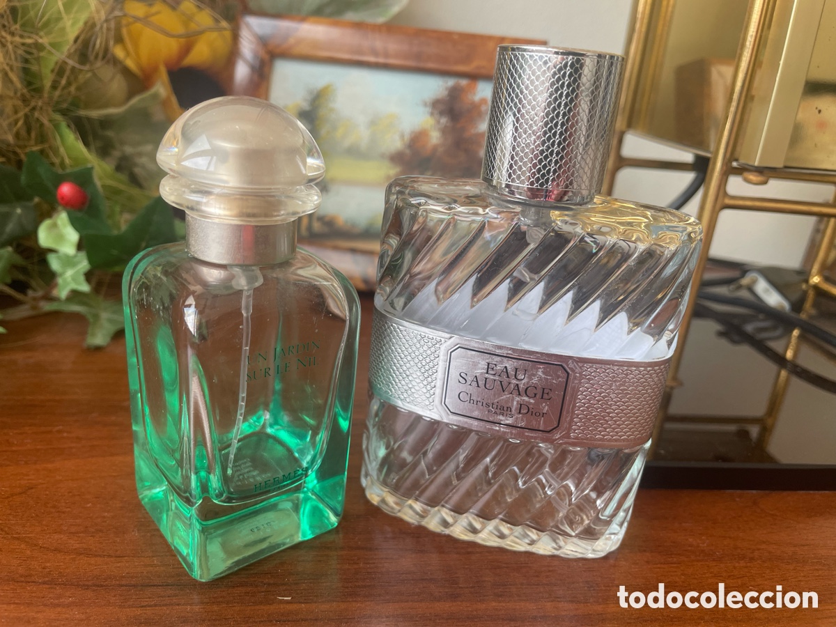 Miniature di profumi antiche: 2botellas vac&iacute;as de perfume Dior y Hermes