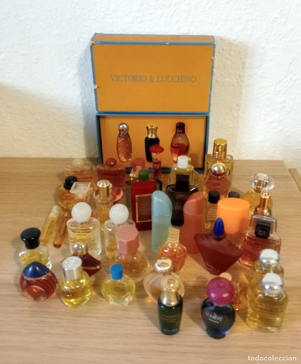 Miniatures of antique perfumes: LOTE PERFUME MINIATURAS VICTORIO, ARAMIS, CHANEL, CAROLINA HERRERA, LOEWE, EAU DE ROCHAS, ETC
