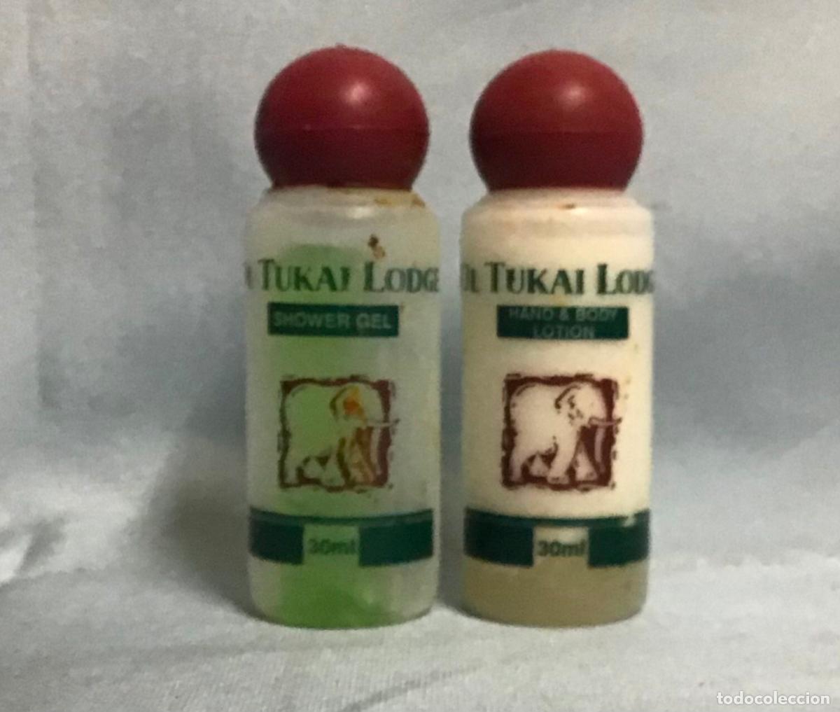 Miniaturas de perfumes antiguos: OL TUKAI LODGE, BODY LOTION Y GEL
