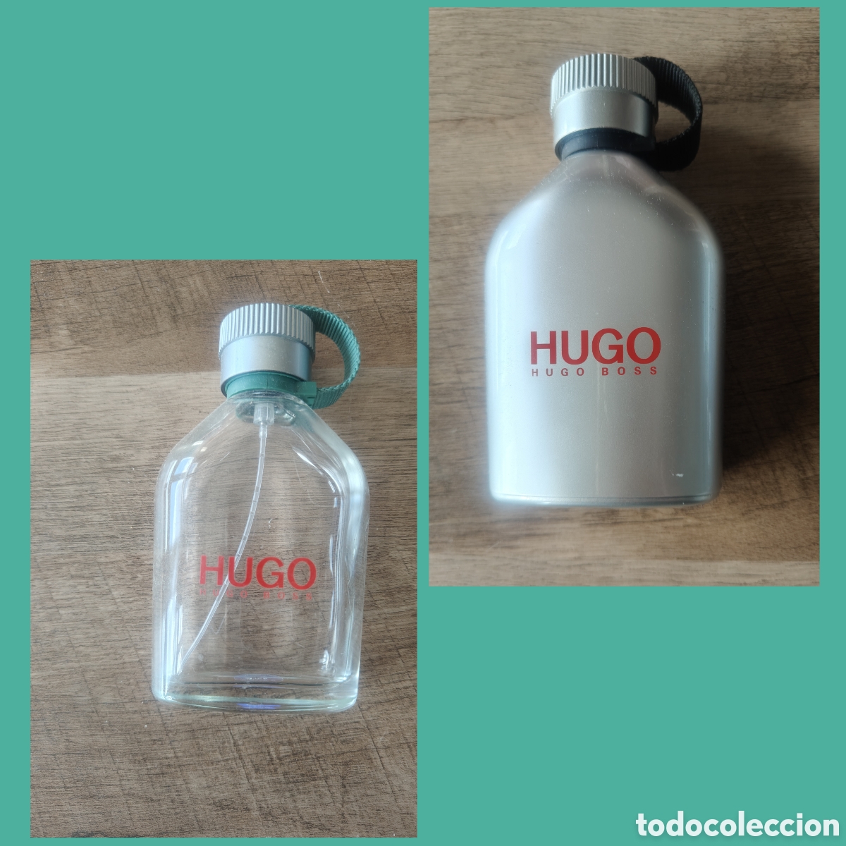 Miniaturas de perfumes antiguos: Lote 2 frascos vac&iacute;os perfume Hugo Boss Hugo originales con tap&oacute;n