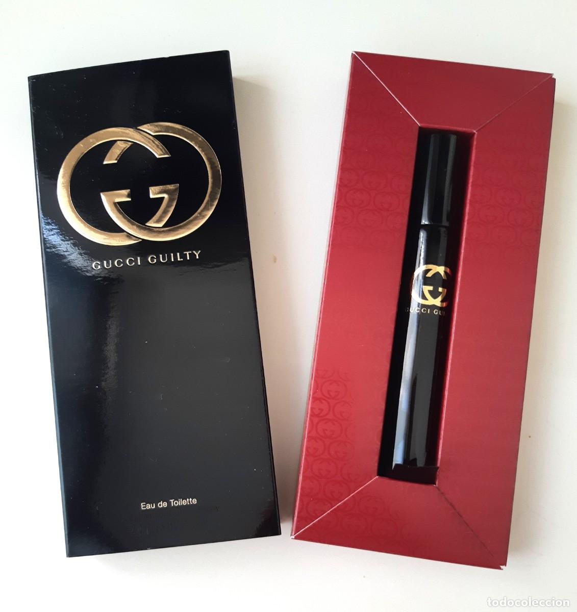 Miniaturen von alten Parf&uuml;men: PERFUMADOR SPRAY EAU DE TOILETTE 'GUCCI GUILTY', LACADO EN NEGRO, EN ESTUCHE REGALO, SIN ESTRENAR