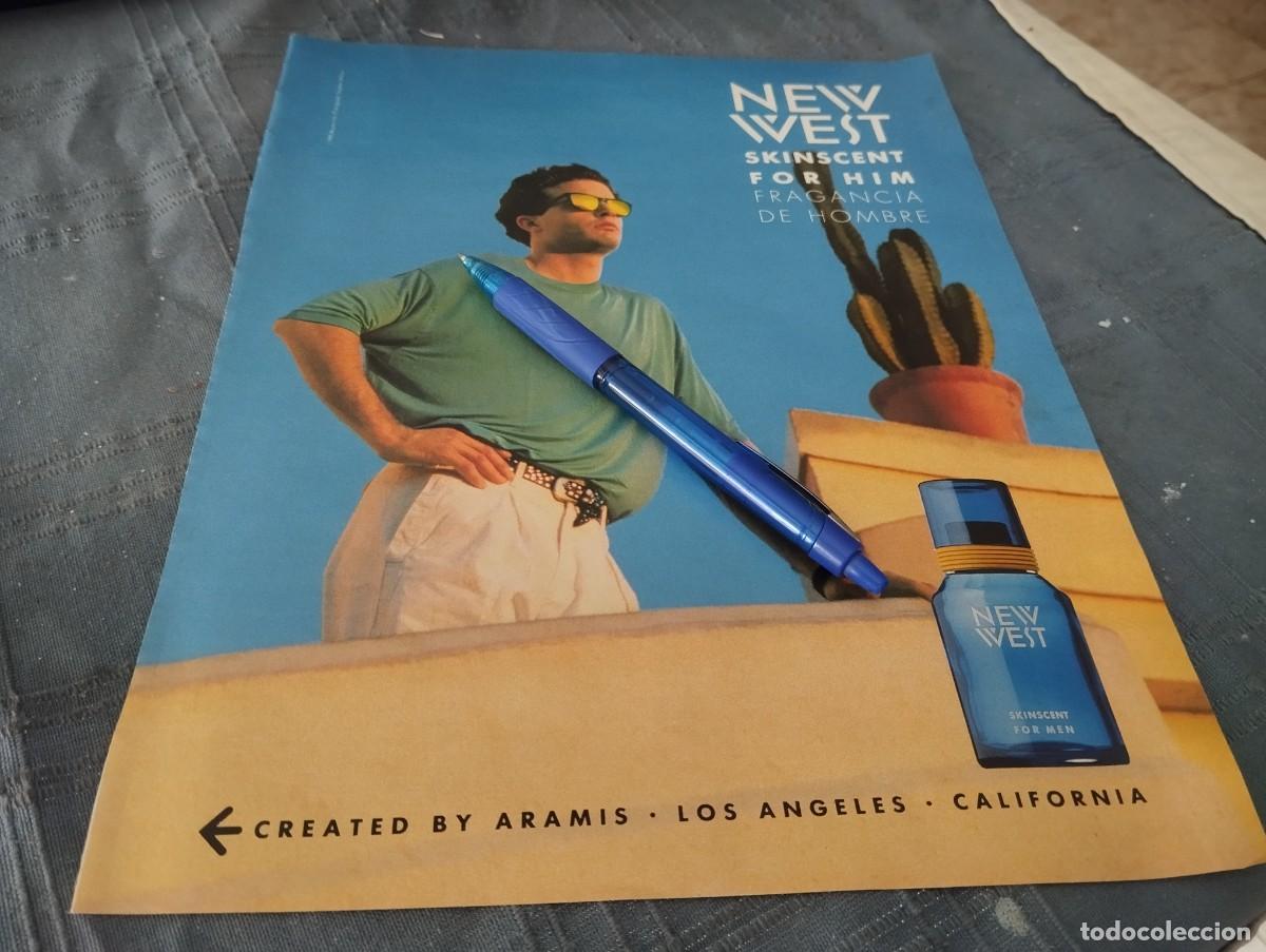 Miniaturas de perfumes antiguos: NEW WEST SKINSCENT PERFUME COLONIA HOMBRE ANUNCIO PUBLICIDAD REVISTA 1992 BONITO PARA ENMARCAR