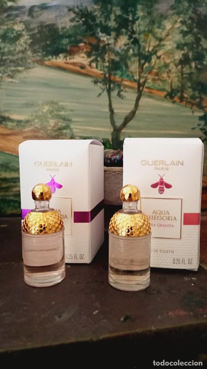 Miniaturas de perfumes antiguos: Lote 2 Miniaturas Perfume Guerlain Aqua Allegoria: Passiflora y Pera Granita (7,5 ml) Con Caja