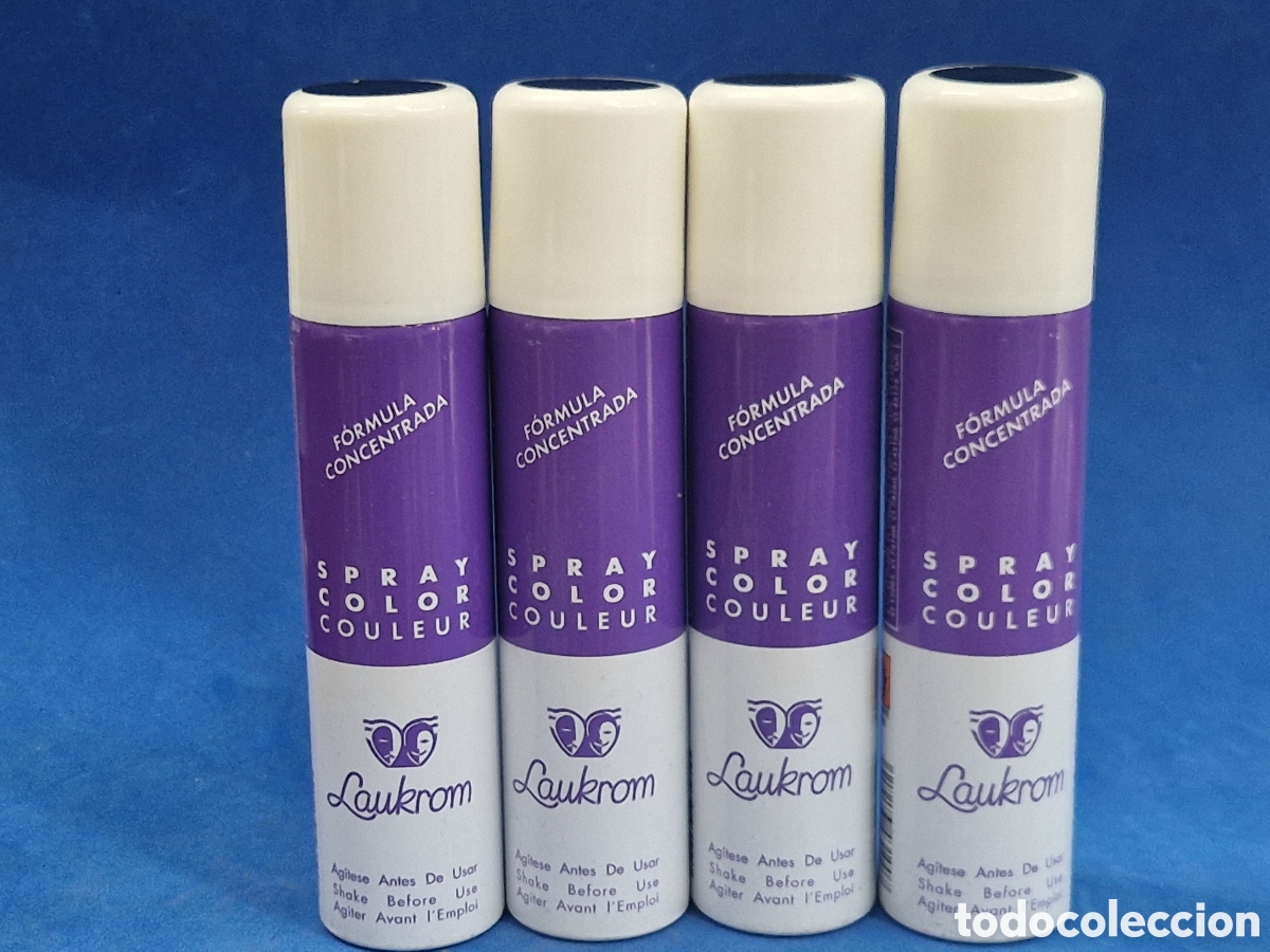 Miniaturas de perfumes antiguos: Laukrom lote 4 sprays de laca , color negro