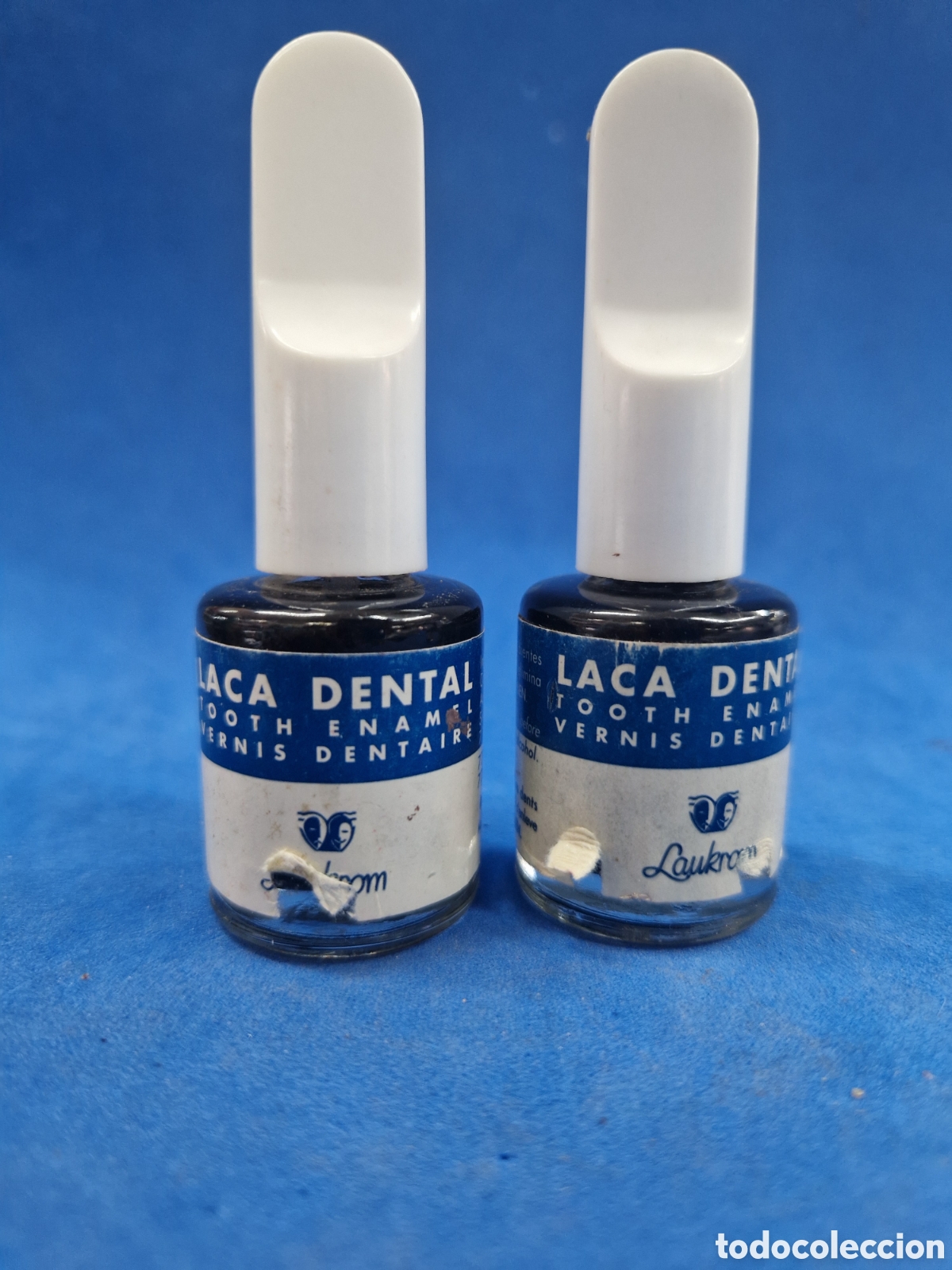 Miniaturas de perfumes antiguos: Laukrom laca dental ,maquillaje negro