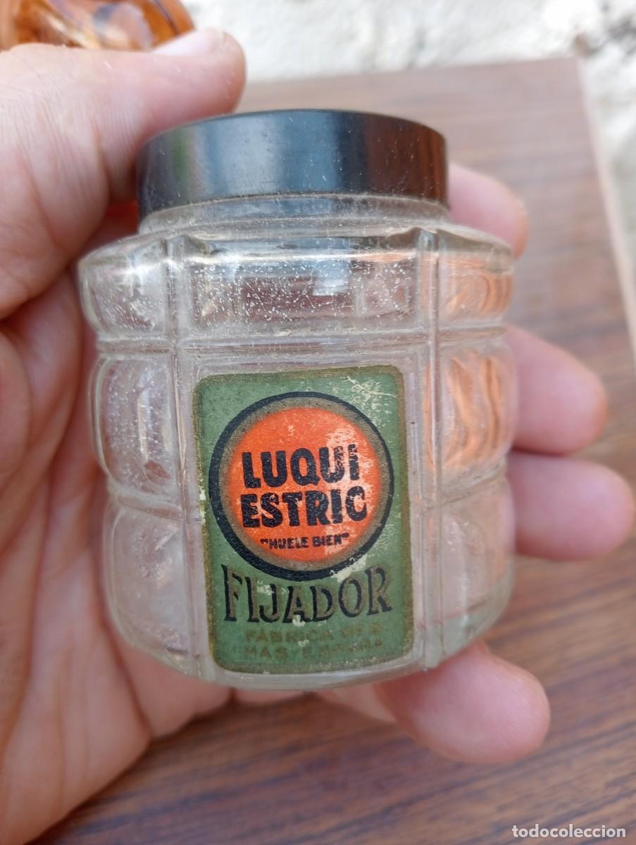 Miniaturas de perfumes antiguos: FRASCO ANTIGUO FIJADOR LUQUI ESTRIC BOTE PERFUMER&Iacute;A PELUQUERIA VINTAGE