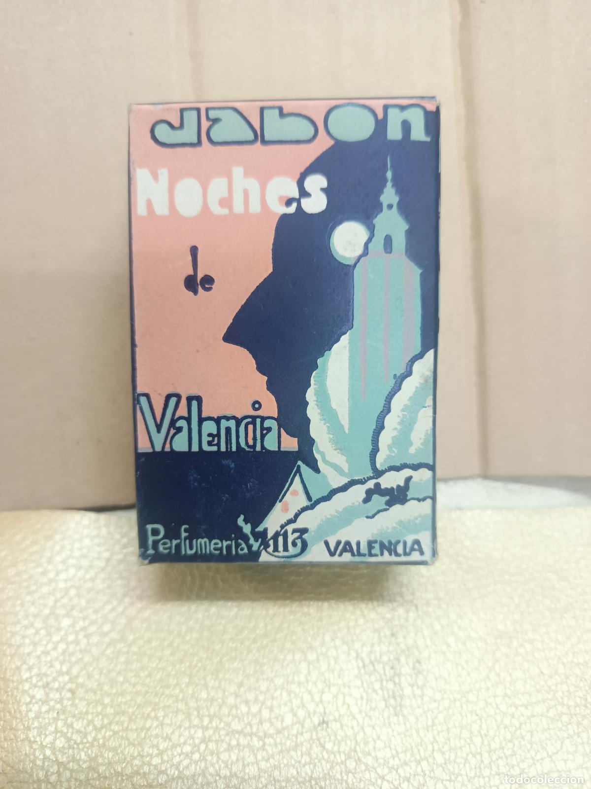 Miniaturas de perfumes antiguos: CAJA DE JABON NOCHES DE VALENCIA, A&Ntilde;OS 1920 - ART-DECO, PERFUMERIA 113, NUEVA CON JABON.