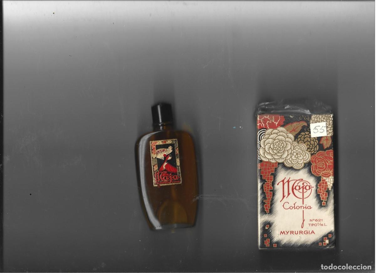 Miniaturas de perfumes antiguos: COLONIA MAJA DE MYRURGIA EN SU ESTUCHE ORIGINAL