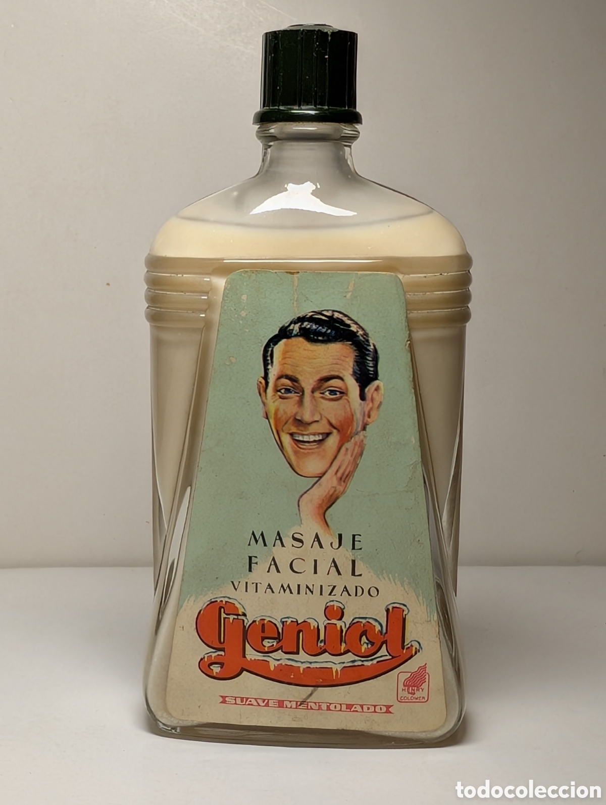 Miniaturas de perfumes antiguos: Antiguo Frasco Masaje Facial Geniol Henry Colomer 100ml - Lleno Stock Droguer&iacute;a Barber&iacute;a Vintage