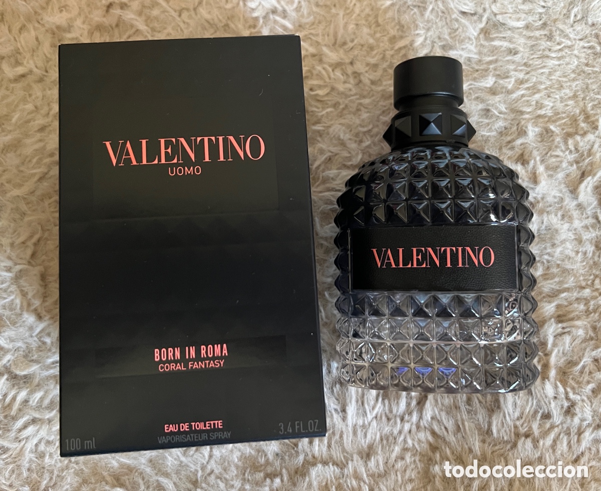 Miniaturas de perfumes antiguos: Conjunto vac&iacute;o Valentino Born in Roma Uomo ( Frasco 100ml+ Caja)