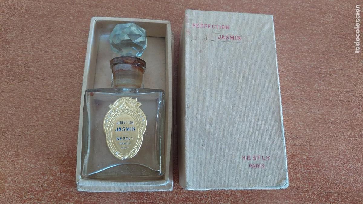 Miniaturas de perfumes antiguos: Antigua caja con frasco de perfume Jasm&iacute;n Nestl&eacute; Paris