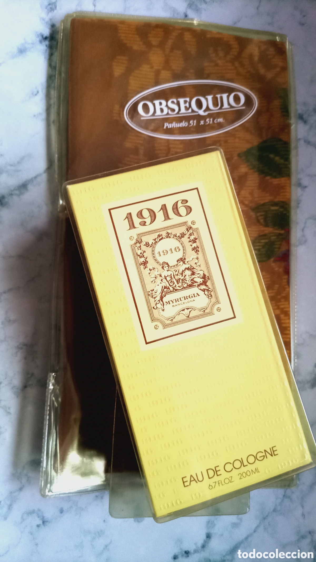 Miniaturas de perfumes antiguos: Set 1916 Myrurgia + Pa&ntilde;uelo de Regalo (NOS)