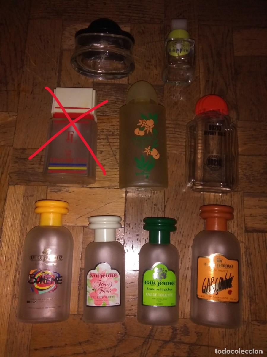 Miniaturas de perfumes antigos: Lote 9 frascos vac&iacute;os de colonia