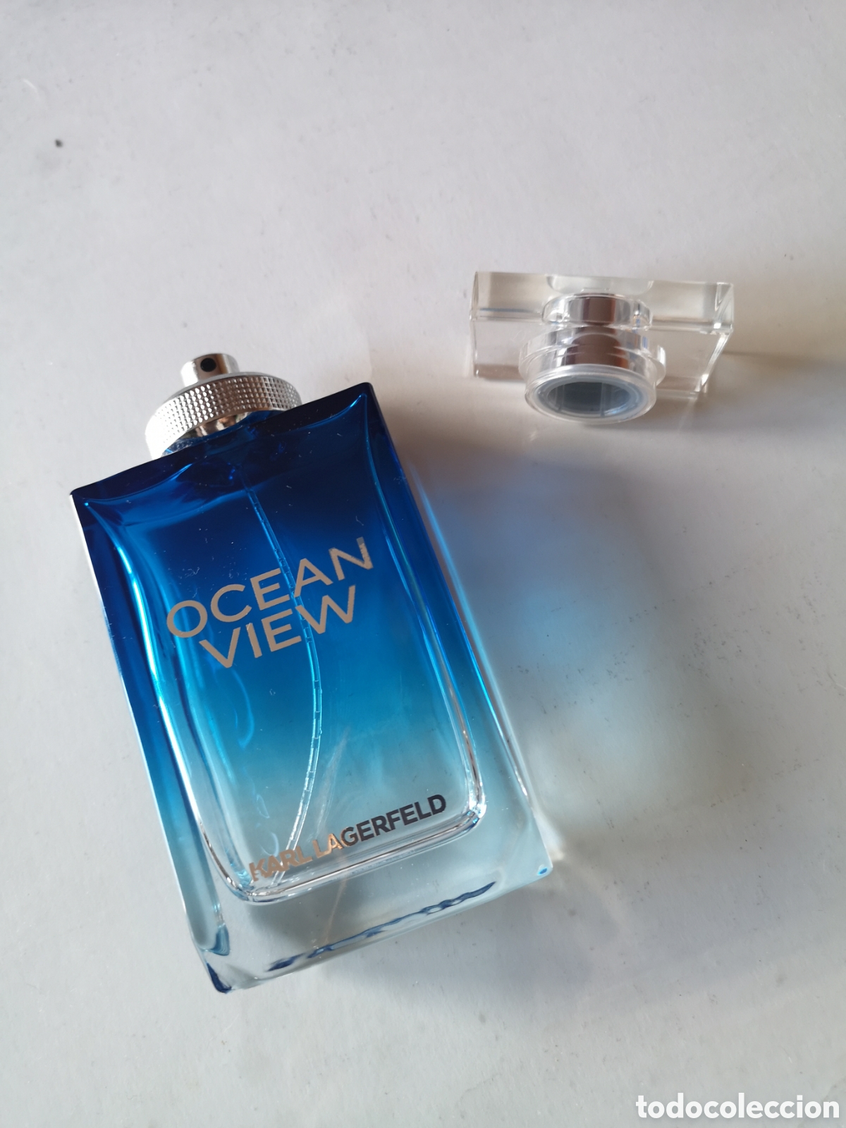 Miniaturas de perfumes antiguos: Frasco perfume Karl Lagerfeld Ocean View 100 ml azul vintage edici&oacute;n limitada