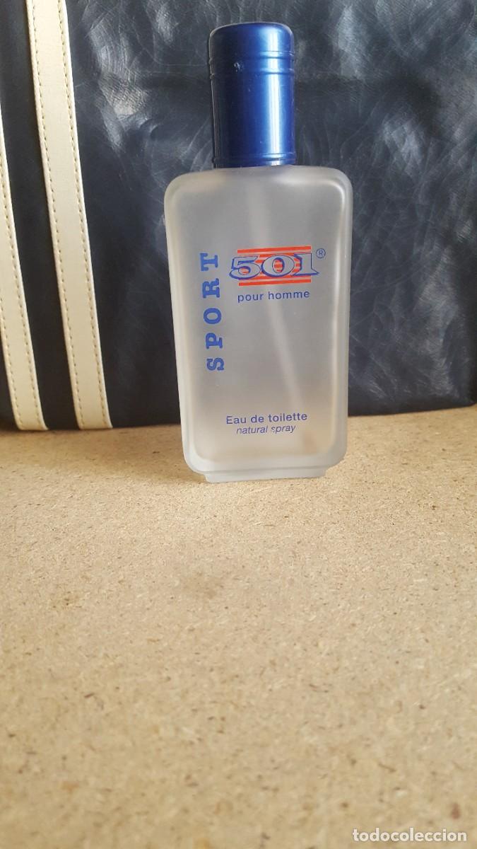 Miniaturas de perfumes antiguos: Frasco/bote Eau de toilette/colonia/perfume 501 Sport. 100 ml Spray. Vac&iacute;a.