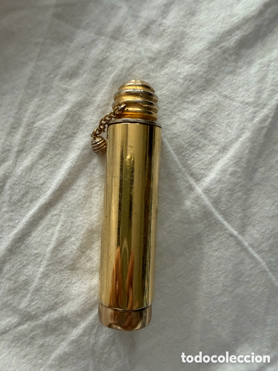 Miniaturas de perfumes antiguos: Raro pintalabios/perfumero 2 en 1 Myrna Pons con carm&iacute;n original a&ntilde;os 50/60