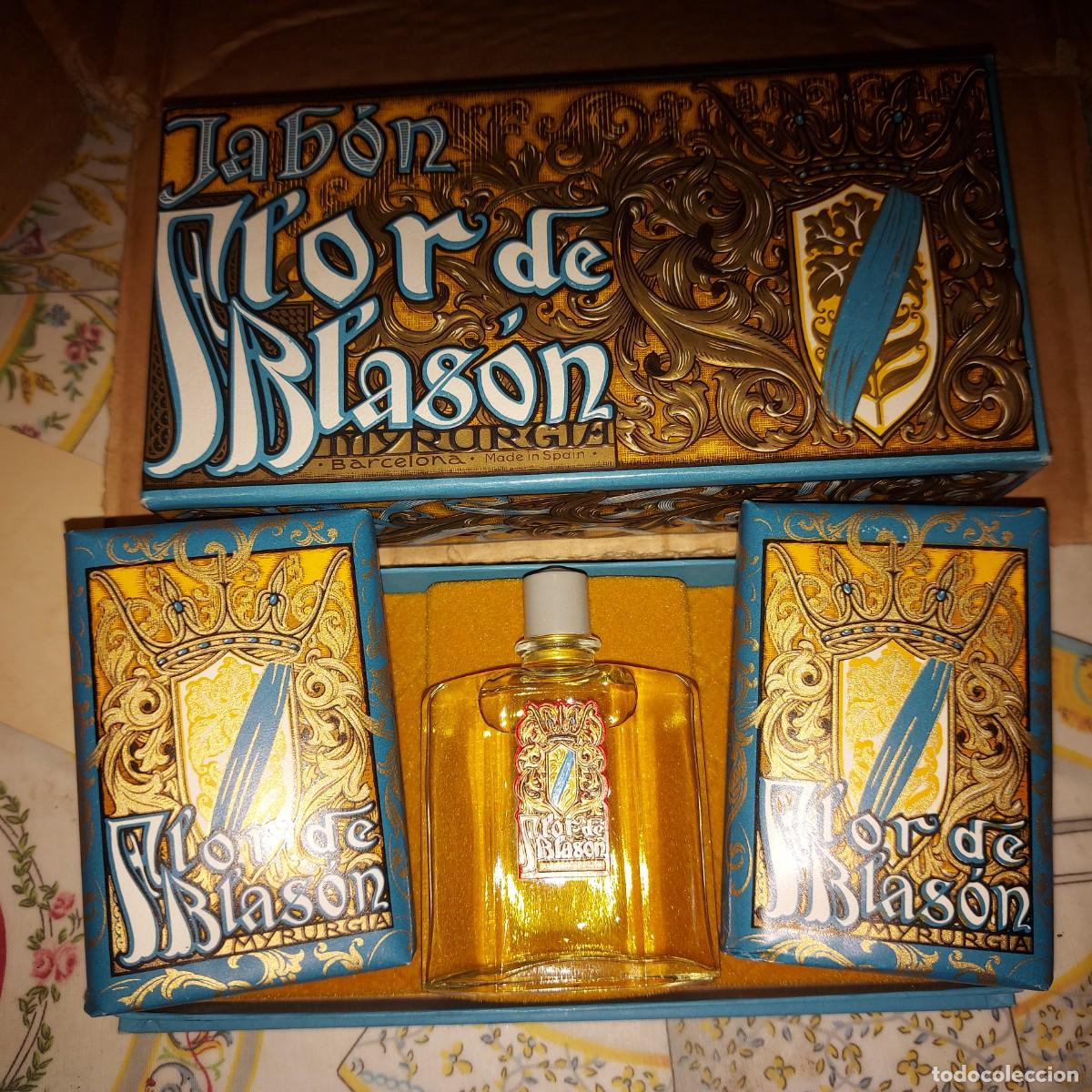 Miniaturas de perfumes antiguos: FLOR DE BLAS&Oacute;N - COLONIA 2x JAB&Oacute;N-MYRURGIA -ANTIGUO FRASCO BOTELLA PERFUME