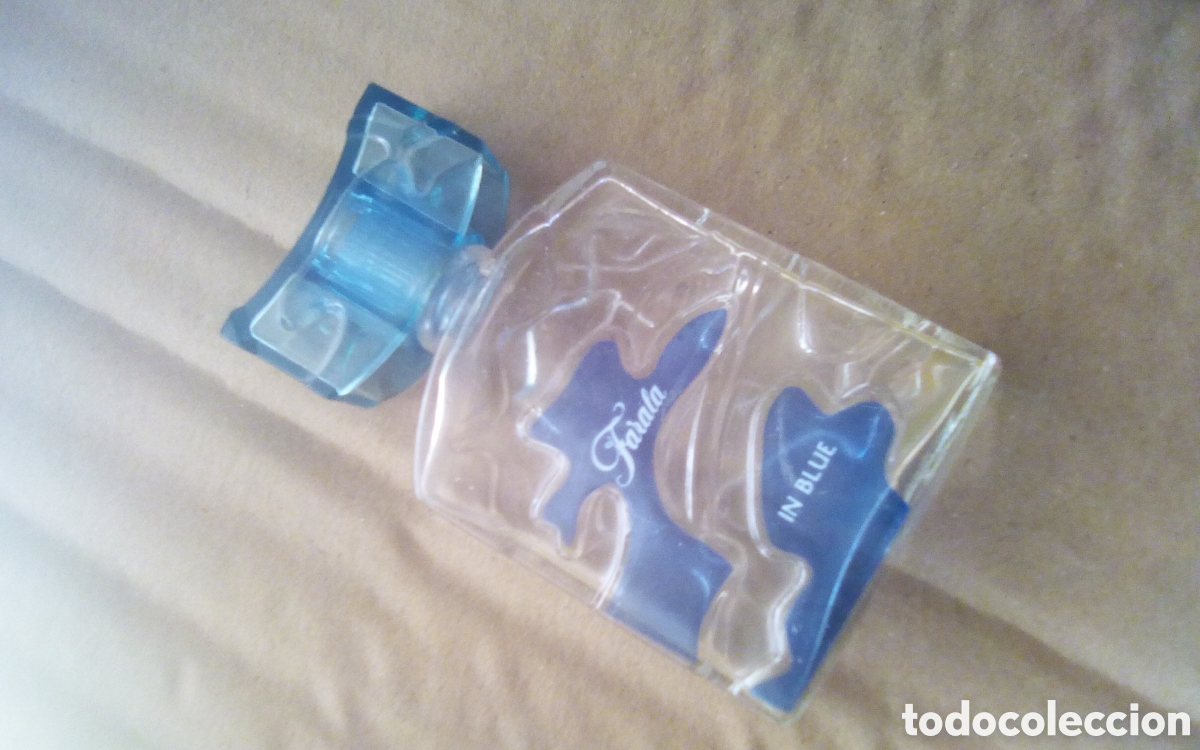 Miniaturas de perfumes antiguos: Bonito frasco vac&iacute;o de perfume. Farada in blue, de Gal. 25 ml., mide 9 x 5 cm.
