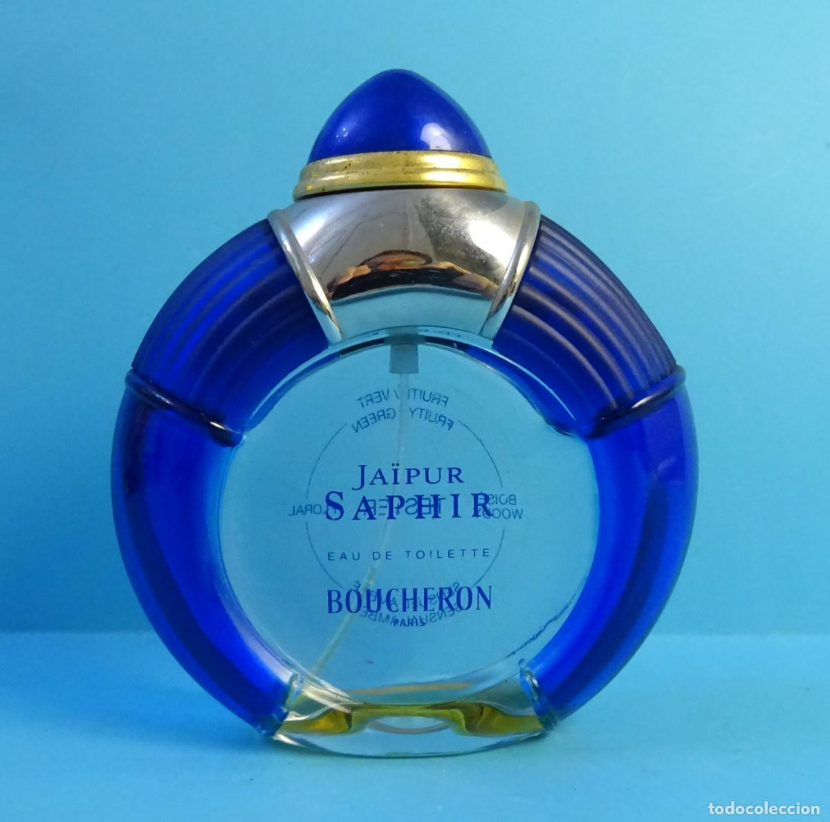 Miniaturas de perfumes antiguos: FRASCO VAC&Iacute;O PERFUME, EAU DE TOILETTE, JAIPUR SAPHIR BOUCHERON PAR&Iacute;S 100 ml