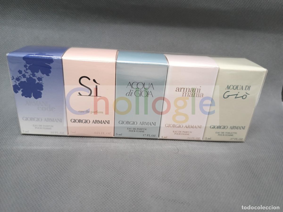 Miniaturas de perfumes antiguos: Giorgio Armani colecci&oacute;n 5 miniaturas mujer Si Acqua di Gioia Armani Code