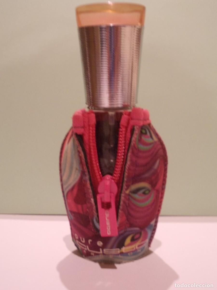 Miniature di profumi antiche: Frasco perfume Pure Custo Barcelona woman vacio botella funda neopreno cremallera colonia cristal
