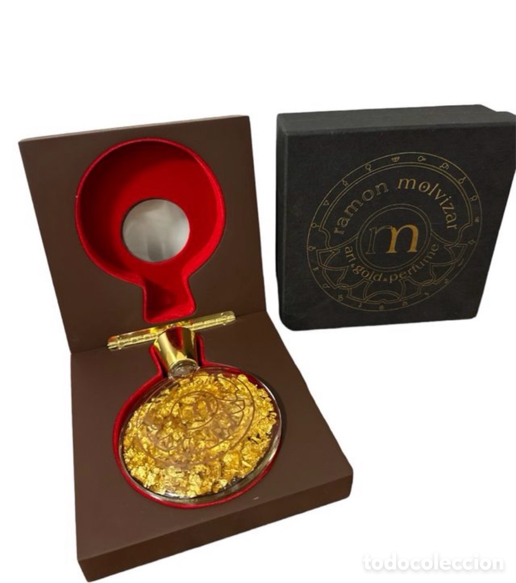 Miniaturas de perfumes antigos: perfume Ramon Molvizar art&gold&perfume de 22 KT