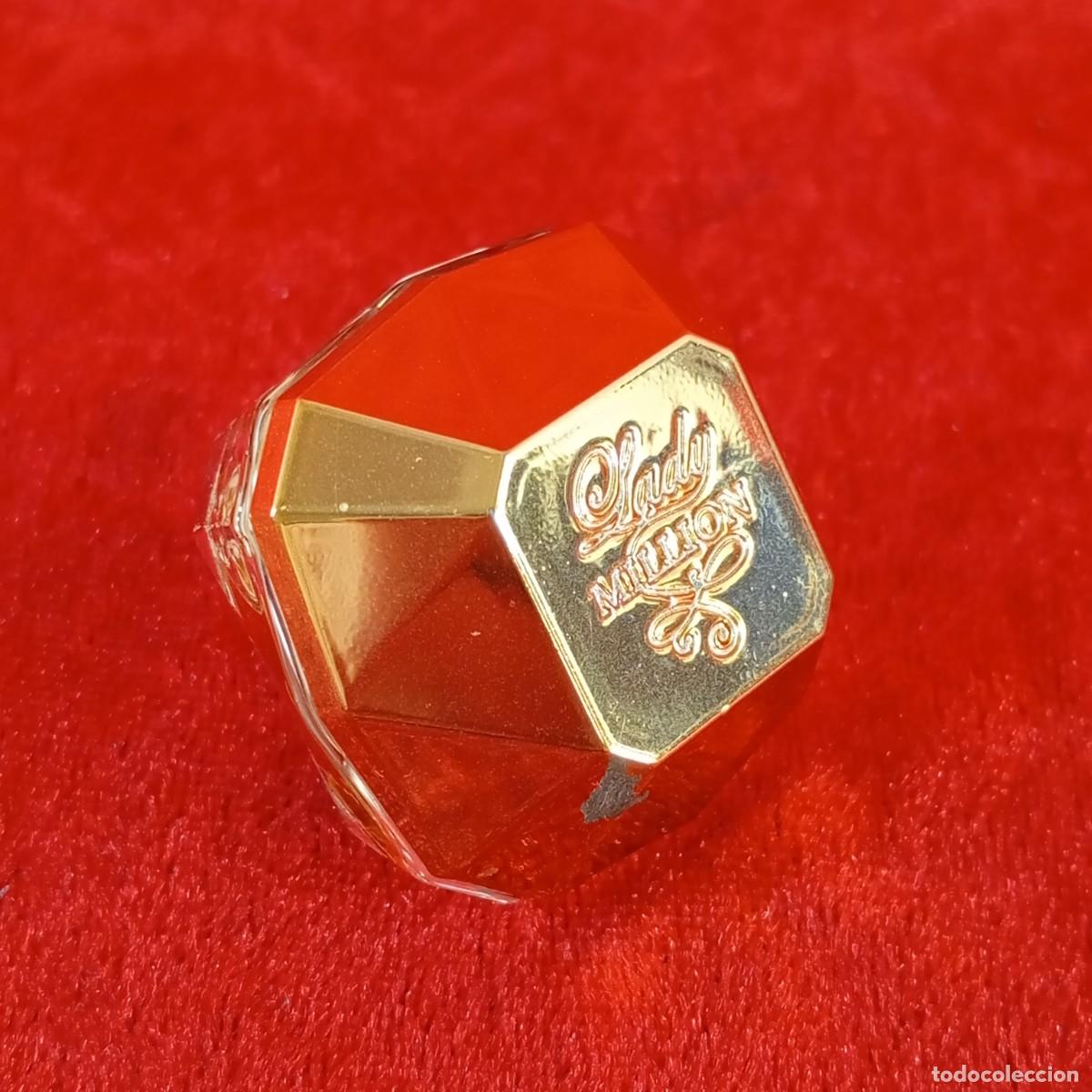 Miniaturas de perfumes antiguos: PERFUME MINIATURA DE LADY MILLION - PACO RABANNE - DISE&Ntilde;O DE GEMA MULTIF&Aacute;CETICA - 3,5 X 3,5 CM