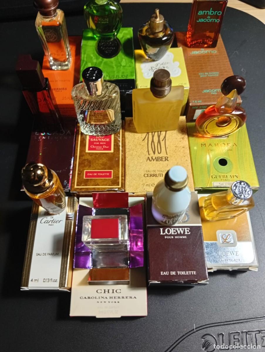 Miniaturas de perfumes antiguos: Lote de 12 perfumes en miniatura, cajas originales.