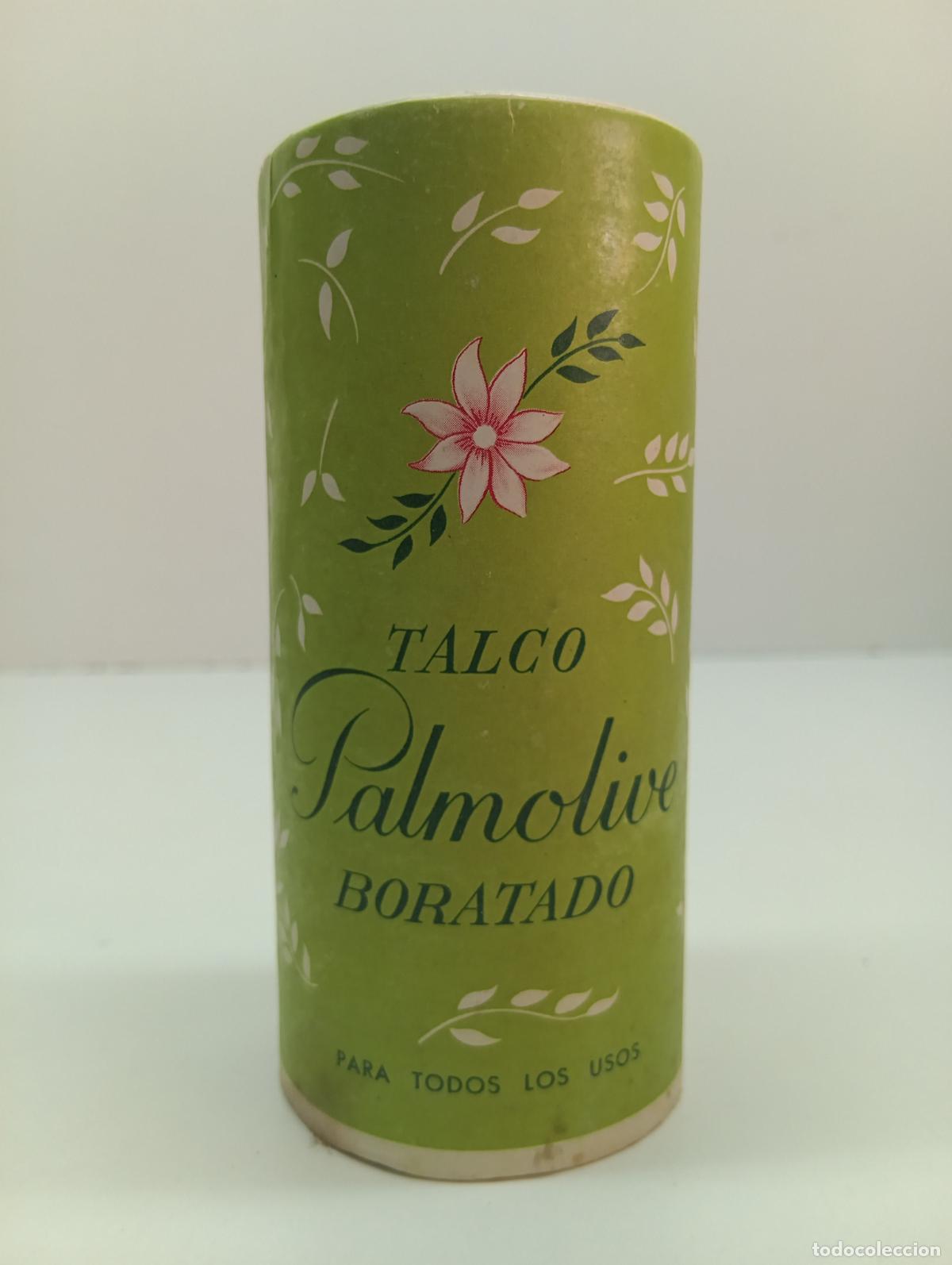 Miniaturas de perfumes antiguos: Antiguo bote de Talco Palmolive Boratado - A&ntilde;os 60/70 - Vacio