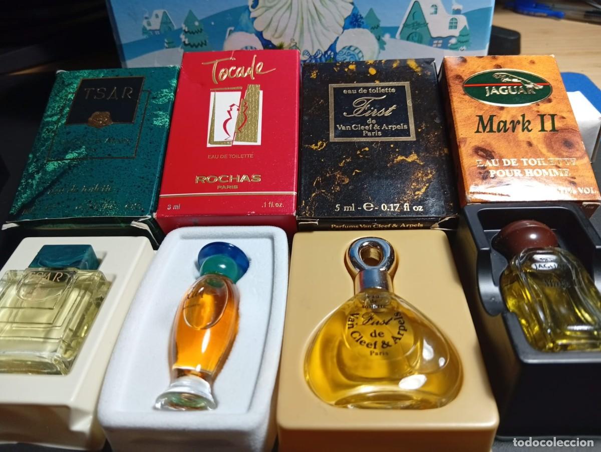 Miniaturas de perfumes antiguos: Set de 4 perfumes en miniatura en sus cajas originales.
