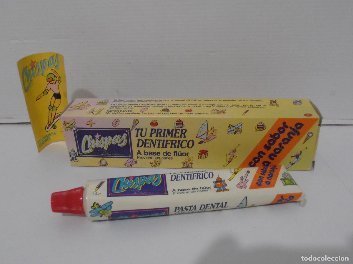 Miniaturas de perfumes antiguos: PASTA DIENTES NARANJA, CHISPAS DE DANA, LLENO 75GR, ANTIGUA DROGUERIA
