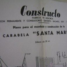Hobbys: PLANO PARA MONTAJE Y CONSTRUCCIÓN DE LA CARABELA SANTA MARÍA. CONSTRUCTO. Lote 39906954