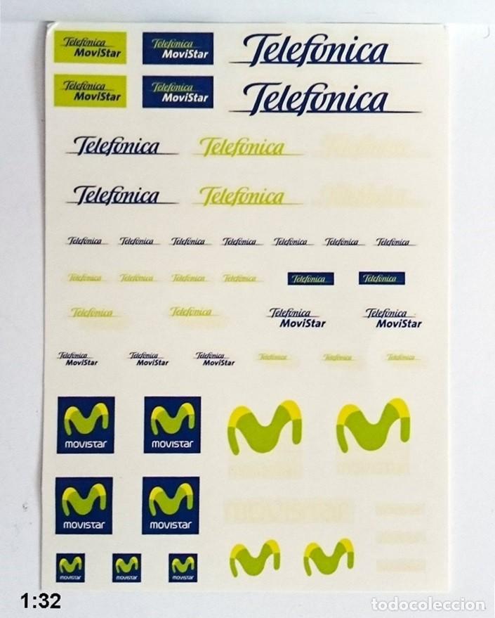 Hobbys: 1/32 DECALS TELEF&Oacute;NICA MOVISTAR LOGO ANTIGUO - V&Aacute;LIDAS PARA MODELOS DE SLOT - Foto 1