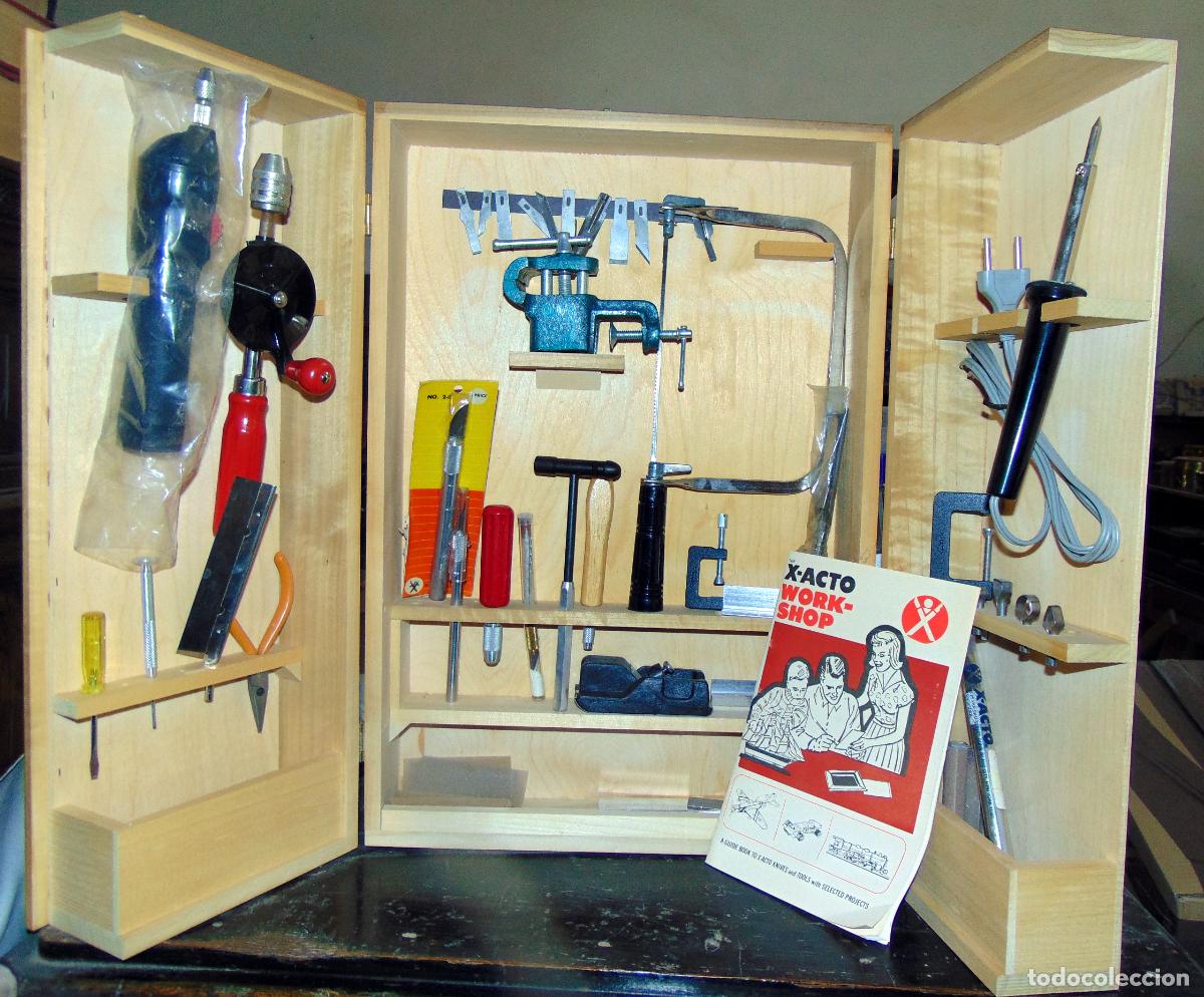 Hobbys: A&Ntilde;OS 80 SET PARA MAQUETAS ,MODELISMO . HERRAMIENTAS EN CAJON DE MADERA, DE LUJO X-ACTO