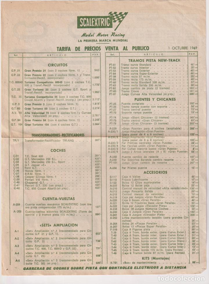 Hobbys: Scalextric. Tarifa de Precios venta al p&uacute;blico 1 Octubre 1969 - Foto 1