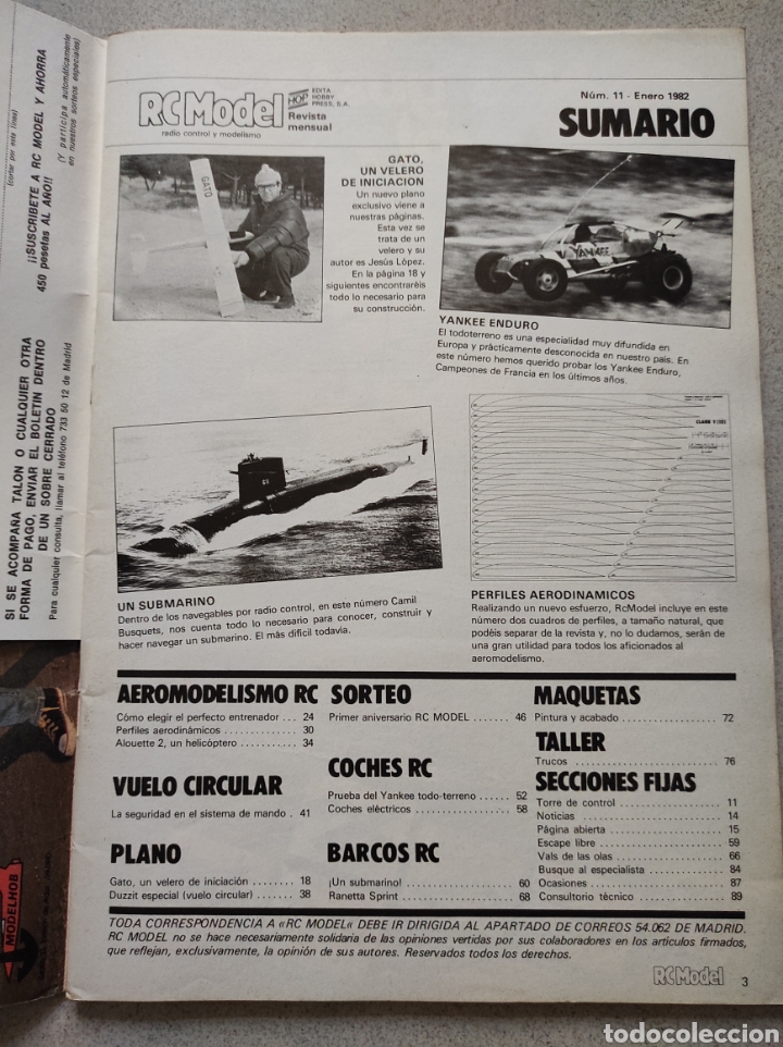 Hobbys: REVISTA RC MODEL N&Uacute;MERO 11 A&Ntilde;O 1982 - Foto 2
