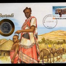 Monedas antiguas de África: REPUBLICA DE BURUNDI / SOBRE NUMISMATICO - FILATELICO / 1980 - 1991. Lote 27252508