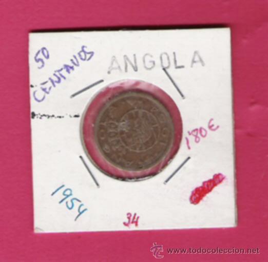 Monedas antiguas de &Aacute;frica: ANGOLA MONEDA DE 50 CENTAVOS  DE 1954 - Foto 1