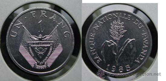 Monedas antiguas de &Aacute;frica: RUANDA RWANDA 1 franc 1985 - Foto 1
