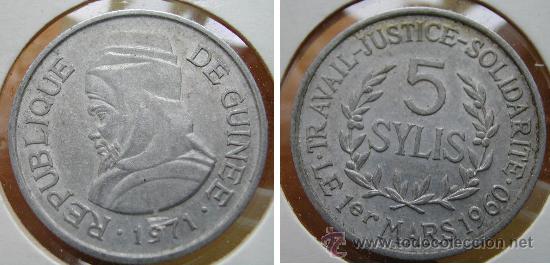 Monedas antiguas de &Aacute;frica: GUINEA 5 SYLIS 1971 - Foto 1