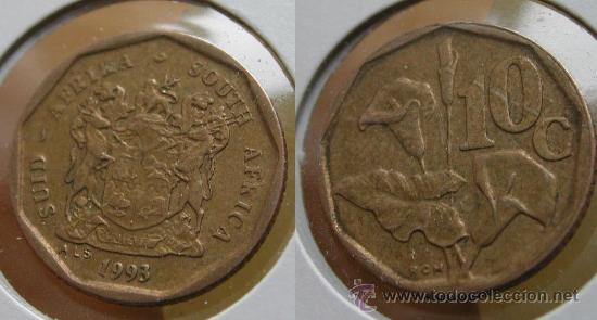 Moedas antigas de &Aacute;frica: SUDAFRICA 10 CENTS 1993  --- SOUTH AFRICA