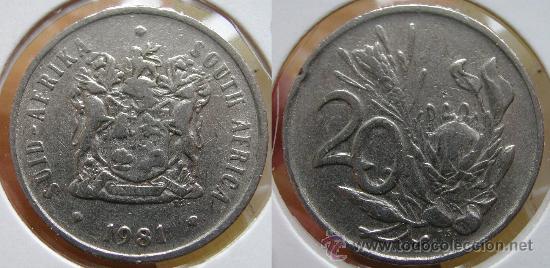 Moedas antigas de &Aacute;frica: SUDAFRICA 20 CENTS 1981  --- SOUTH AFRICA